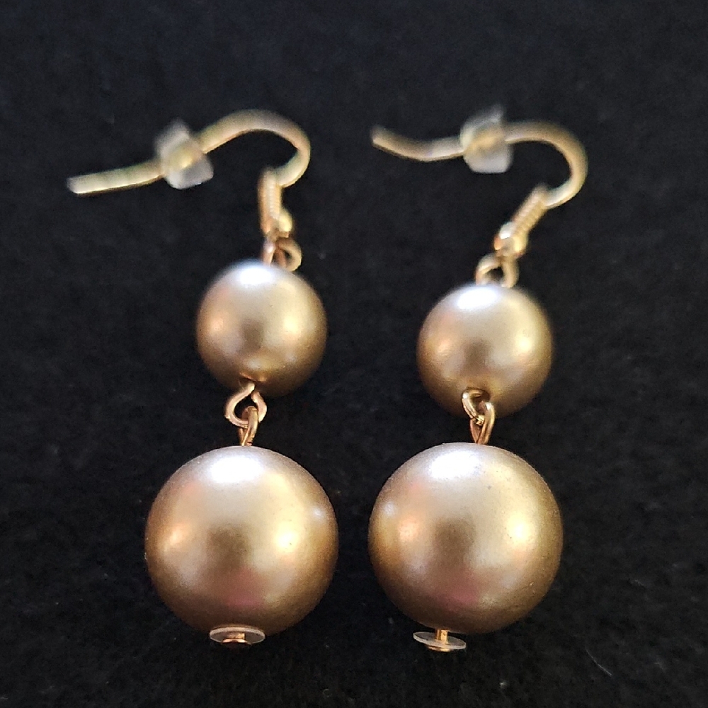 Elegant Gold Double Ball Drop Earrings